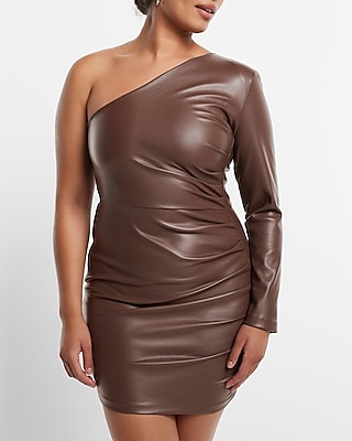 One shoulder leather discount dress