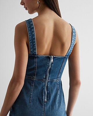 Sweetheart Neckline Corset Medium Denim Sheath Dress