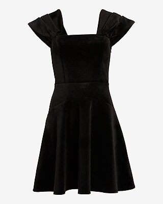 slim fit dress slacks Black Velvet Fit and Flare Dress Black / M main image 1