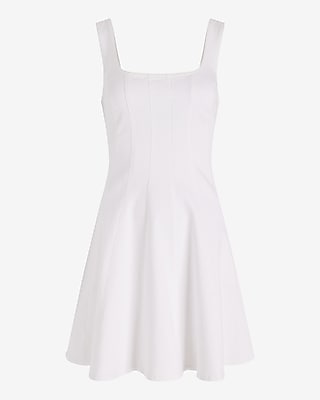 White Denim Sleeveless Corset Mini Fit and Flare Dress