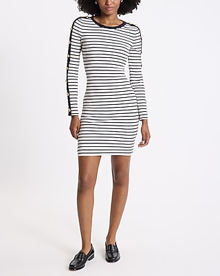 Striped Novelty Button Long Sleeve Mini Dress