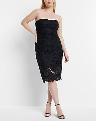 Allover Lace Strapless Midi Sheath Dress - image 4