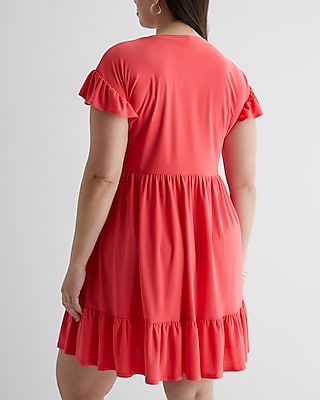 Crew Neck Ruffle Mini Babydoll Dress