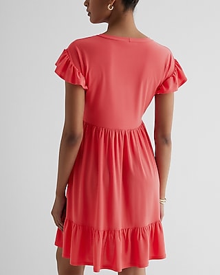 Crew Neck Ruffle Mini Babydoll Dress