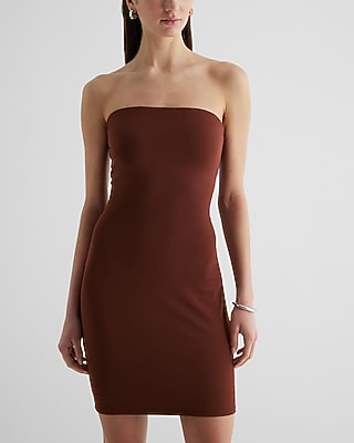 knee length dresses for ladies Shaperin Deep V Bodycon Dress Built-in Shapewear Stretch Mini Dress Red / M main image 0