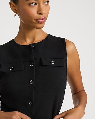 Sleeveless Button Front Tie Waist Midi Dress - thumbnail 2