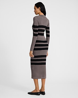knee length dresses for ladies Aritzia Wilfred Nwot Cream White Knit Deep V Collared Midi Sweater Dress 2XS