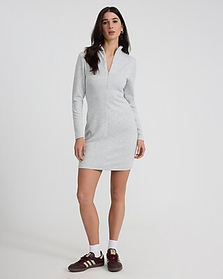 Zip Mock Neck Long Sleeve Mini Dress