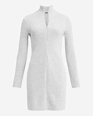 Zip Mock Neck Long Sleeve Mini Dress