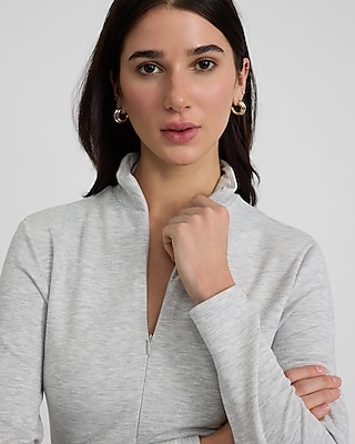 Zip Mock Neck Long Sleeve Mini Dress