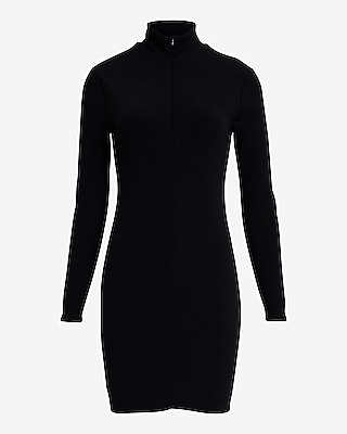 Zip Mock Neck Long Sleeve Mini Dress