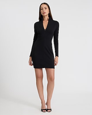 Zip Mock Neck Long Sleeve Mini Dress