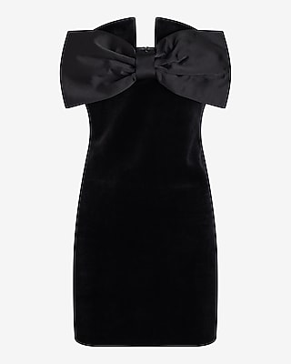 Strapless Velvet Statement Bow Mini Dress