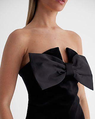 Strapless Velvet Statement Bow Mini Dress