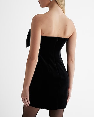 Strapless Velvet Statement Bow Mini Dress