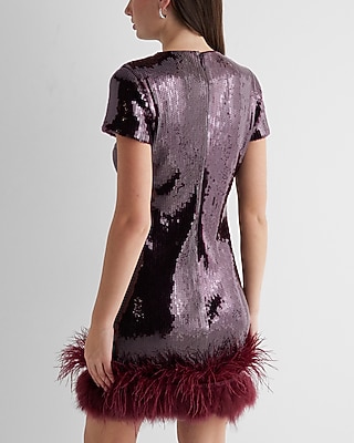 express purple sequin dress Kerensa Short Purple Sheath Sequins V Neck Homecoming Dress Purple / 6