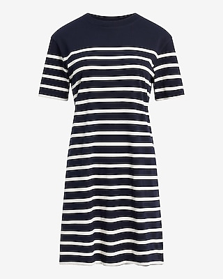 Striped Crew Neck Mini T-Shirt Dress