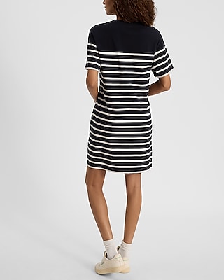 Striped Crew Neck Mini T-Shirt Dress