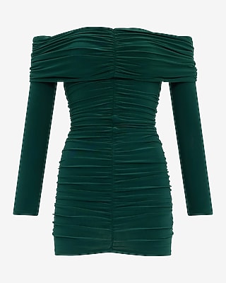 Off The Shoulder Ruched Center Seam Mini Dress