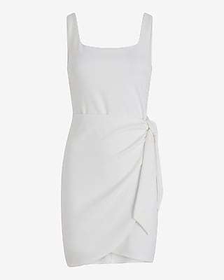 Scoop Neck Sleeveless Tie Wrap Mini Sheath Dress