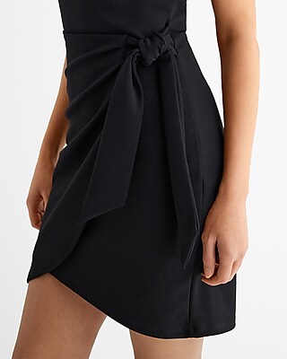 Scoop Neck Sleeveless Tie Wrap Mini Sheath Dress