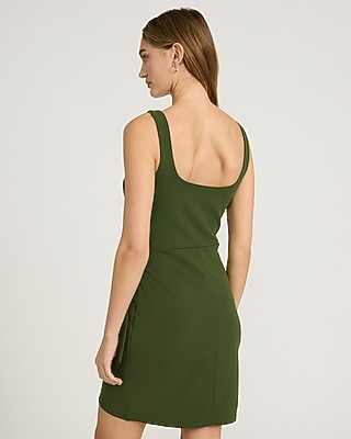 Scoop Neck Sleeveless Tie Wrap Mini Sheath Dress