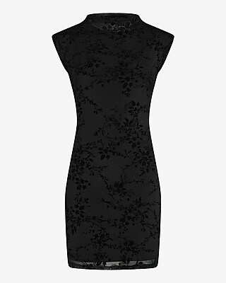Floral Mesh Mock Neck Cap Sleeve Mini Dress - image 5