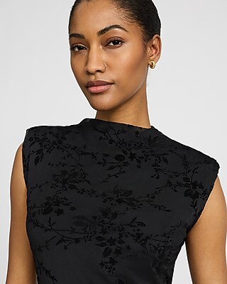 Floral Mesh Mock Neck Cap Sleeve Mini Dress - image 2