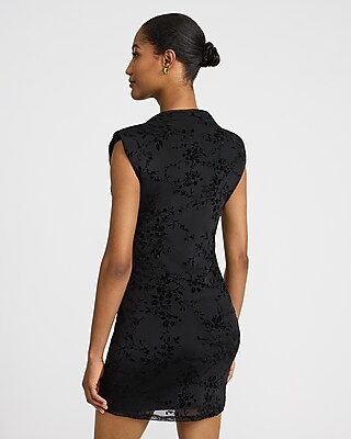 Floral Mesh Mock Neck Cap Sleeve Mini Dress - image 3