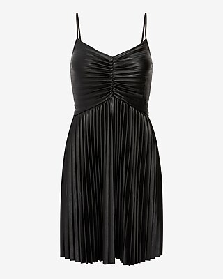 green emerald velvet dress Strapless Faux Leather Midi Dress main image 0