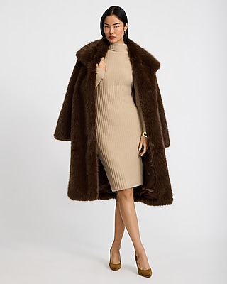 Ribbed Mock Neck Long Sleeve Midi Sweater Dress