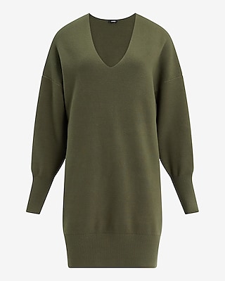 Dolman Sleeve V-Neck Mini Sweater Dress