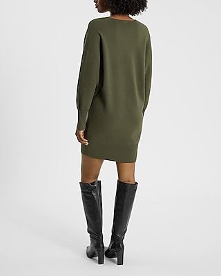 Dolman Sleeve V-Neck Mini Sweater Dress