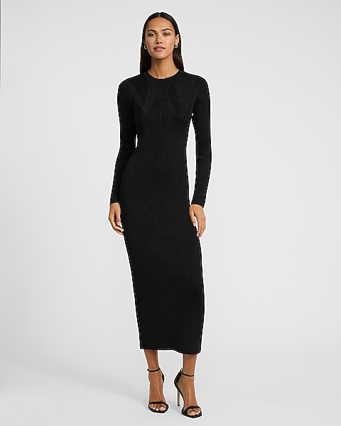 long sweater dress black Savvy Fine Knit Everyday - / Black- Size4XS cinch it with a belt Women's Long Sleeve Sheer Maxi