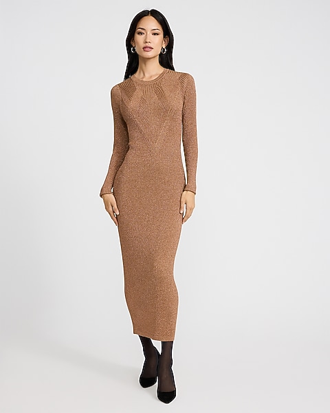 long sleeve long knit dress Sunloudy Women Crewneck Maxi Bell Ruched Ribbed Bodycon Sweater Dress Streetwear(Apricot,Small) at Amazon Women's Clothing store featuring chunky ribbed texture and tie waist with pockets Juno Knitted Long Sleeved Maxi