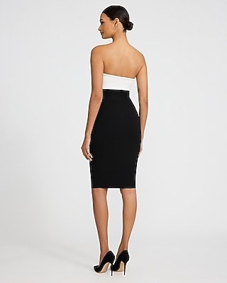 Color Block Strapless Wire Midi Sheath Dress