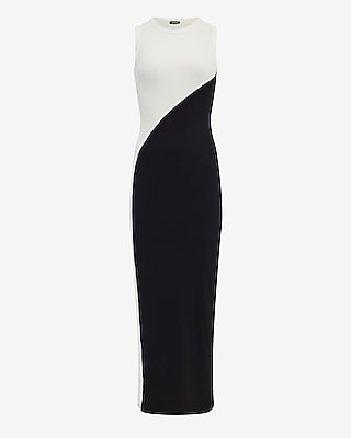 Color Block Lace Back Crew Neck Sleeveless Maxi Sweater Dress - image 4