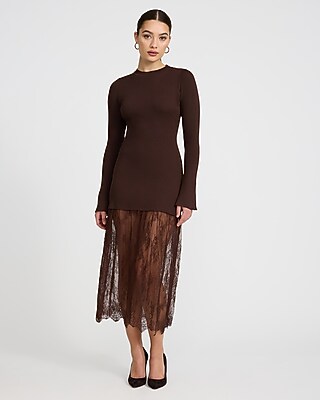 knee length dresses for ladies Lace Knit Maxi Sweater Dress