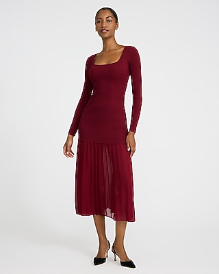 Women's Red Midi Dresses -Knee Length Dresses - Express