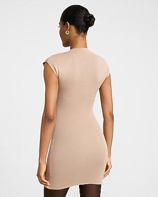 cap sleeve mock neck slim knit midi dress NWT Anthropologie Mock-Neck Cap-Sleeve Slim Knit Mini Dress M