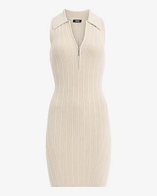 Ribbed Sleeveless Mini Polo Sweater Dress - image 3