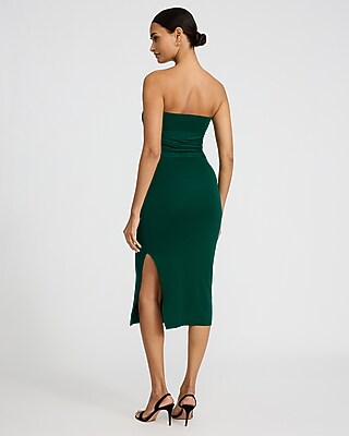 Strapless Tie Front Midi Sweater Dress - image 3