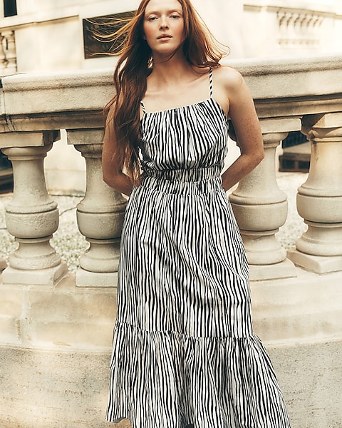 black maxi dress with white stripes Striped In 1XL low back and pockets GINA TRICOT - Strappy Maxi
