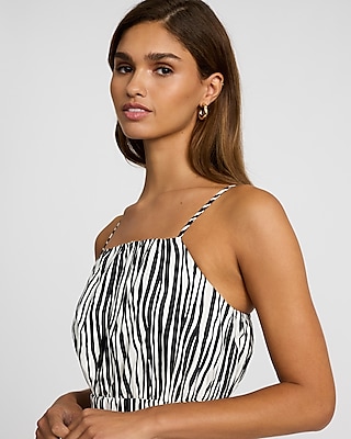 Poplin Striped Sleeveless Smocked Tiered Maxi Dress
