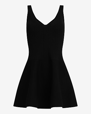 V-neck Sleeveless Mini Peplum Sweater Dress | Express