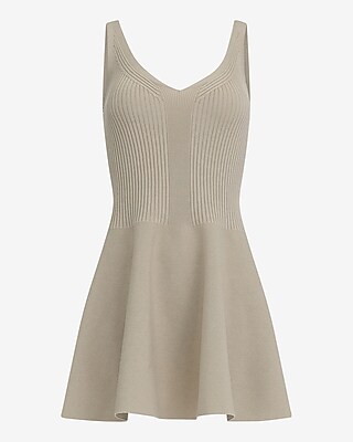 V-neck Sleeveless Mini Peplum Sweater Dress | Express