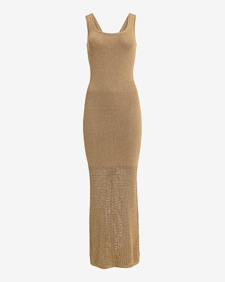 Metallic Scoop Neck Maxi Sweater Dress