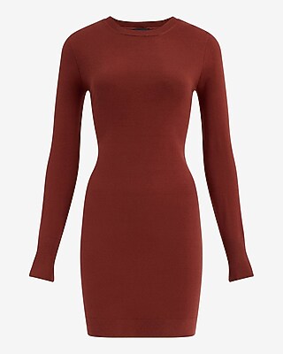 Airy Soft Skimming Crew Neck Long Sleeve Mini Sweater Dress | Express