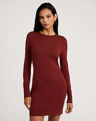 Airy Soft Skimming Crew Neck Long Sleeve Mini Sweater Dress | Express