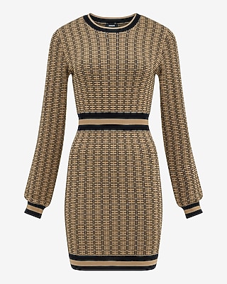 Silky Soft Logo Crew Neck Long Sleeve Sweater Mini Dress